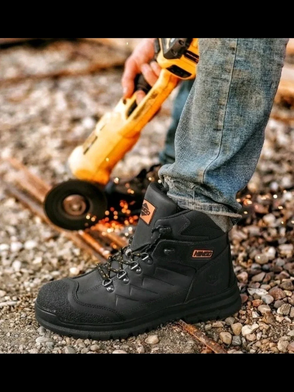 Ningo Men's Steel Toe Work Boots Leather IndustrialConstruction Safety Size 13us